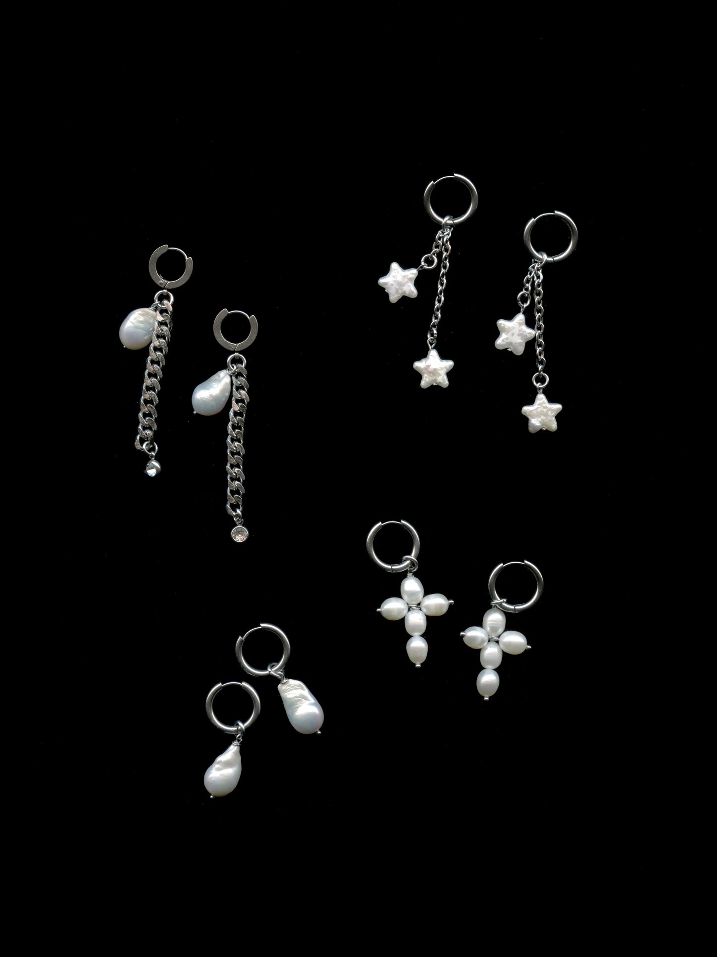 PEARL CROSS EARRINGS